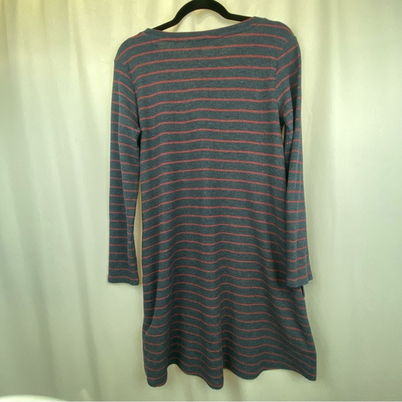 Toad&Co Dress Foothills Long Sleeve Waffle Knit Navy Red Organic Cotton Small - Picture 3 of 15